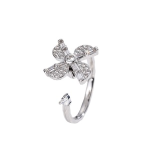 Spinning Windmill Ring For Women Adjustable Opening Zircon Flower Design Gift Jewelry - Product Image 5