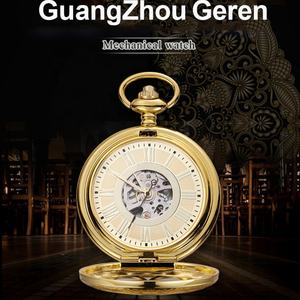 Montre de poche 45 mm personnalisable, rétro, avec fond transparent, automatique, mécanique, avec chaîne de ceinture en acier inoxydable - Product Image 2