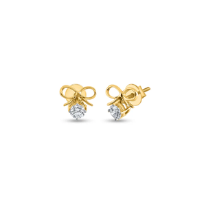 Pendientes de oro de moda con diamante de corte redondo y diseño de lazo perfecto para niñas y mujeres con estilo uso diario de la India - Product Image 4