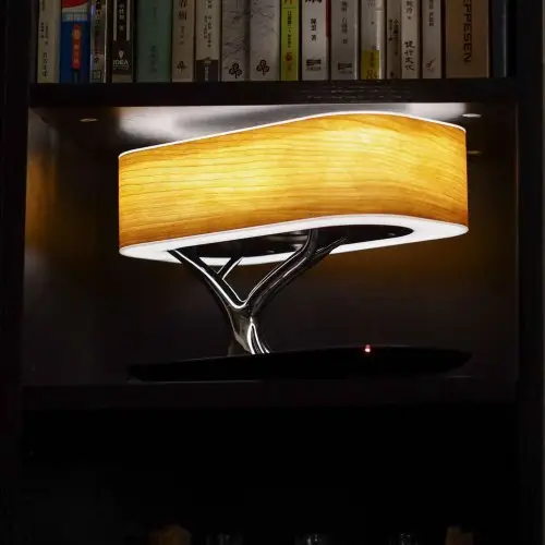 Tiktok hot selling Smart Bedside LED Lamp Bluetooth Speaker Wireless Phone Charger Smart LED Dimmable Cafe Bar Table Lamp