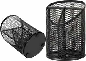 Mesh Pencil Holder <b>Pen</b> Cup for Desk Round Black <b>Pen</b> Holder Desktop <b>Pen</b> Organizer 3 Compartments Pencil Organizer Desk Organizer - Product Image 3