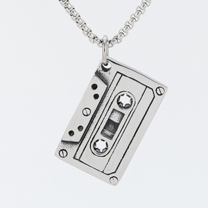 Music Club Punk Tape Stainless Steel Pendant Rectangular Recording Tape Necklace Sweater <b>Chain</b> Gift Fashion Jewelry - Product Image 1