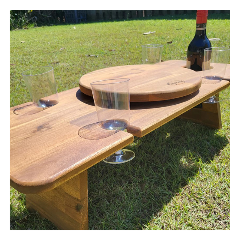 Новинка 2023 г., трендовый складной винный столик для кемпинга и пикника, деревянный столик для пикника, столик для закусок