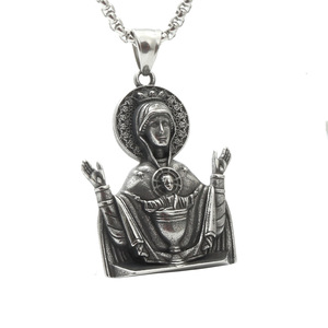 Yunnique – collier avec pendentif religieux en acier inoxydable, cadeau unisexe, bijoux à la mode - Product Image 1