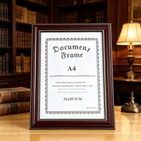Cadre pour certificat en bois MDF A4 avec bordure dorée, cadre vintage pour diplôme, licence, récompense, décoration murale et de table, cadres photo