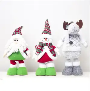 新款圣诞夜光音乐发光二极管圣诞老人公仔毛绒鹿玩具带灯装饰活动礼品