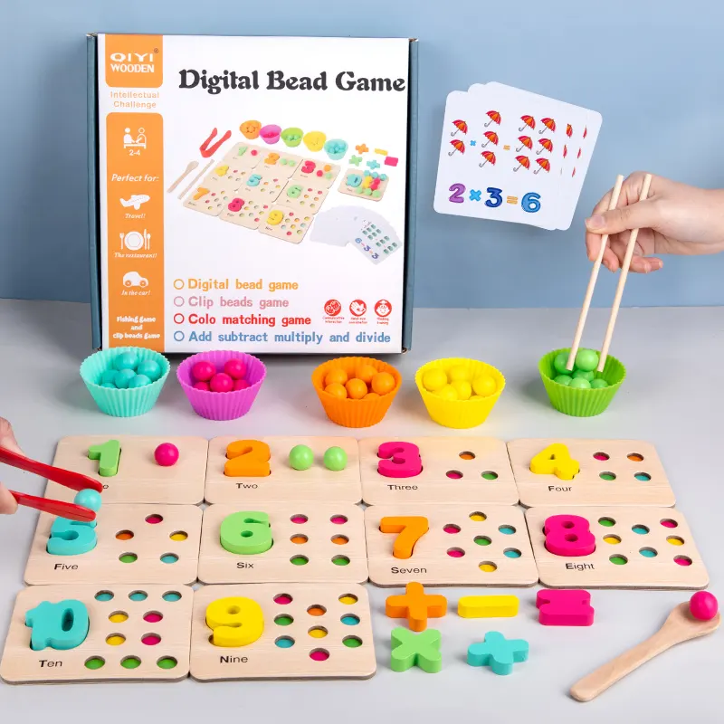 Nombre numérique en bois comptant perles couleur jouets éducatifs sensoriels enfants mathématiques compter jeux pour les enfants