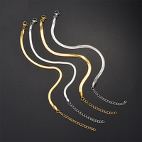 Mode Sterling Silver 925 Placage Serpent Chaîne Bijoux Hiphop De Base Lame Chaîne Plat Serpent Os Chaîne Bracelets Bracelet Collier