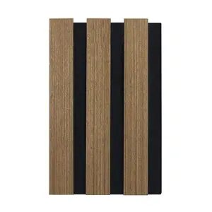 New Design Cheap Wood Veneer Covered MDF Slats Slatted Wall Panel With PET Felt Polyester Backing