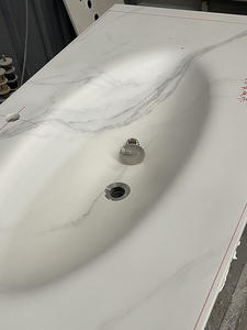 Lavabo Integrato YD Stone, Lavandino da Bagno Lucido con Curvatura a Caldo - Product Image 2