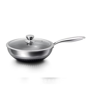 Wok de Acero Inoxidable 304 con Revestimiento Antiadherente de Panal de Abeja, Múltiples Tamaños, Gran Capacidad, Anti-escaldaduras, para Cocinar - Product Image 5