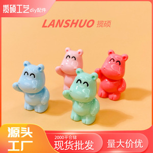 Hippo Charm <b>Beads</b> Plastic Resin For Bracelet Making DIY Jewelry <b>Set</b> Solid Color Animal Shape Irregular Size - Product Image 5