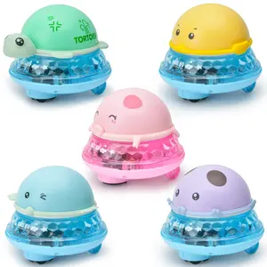 2 in 1 kids duck spraying water sprinkler baby bathtub toy electric universal music fountain UFO with LED light base bath toy