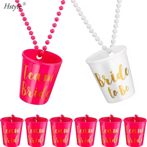 Collar de fiesta de despedida de soltera Hstyle, novio para ser el equipo del Novio con letra de hoja de oro, collar de cristal de chupito nupcial con cuentas populares - Product Image 1