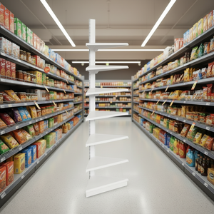 رفوف عرض المصنع رف زاوية خارجي رف سوبر ماركت متجر بقالة متجر صغير رف سوبر ماركت رف متجر تجزئة أبيض - Product Image 3