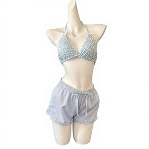Conjunto de Bikini de Dos Piezas para Mujer, Shorts de Chifón, Manga Larga, Estilo Fresco, Estampado Floral, Estilo <span class=keywords><strong>Resort</strong></span>, Sexy, para Primavera - Product Image 1