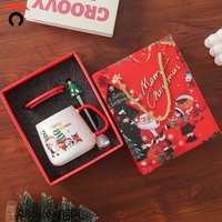 Taza de Café de Cerámica Ecológica de 350 ml, Sensible a la Temperatura, con Cambio de Color, Diseño Colorido para Navidad