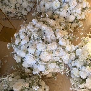 Sfera Floreale di Lusso in Gypsophila e <span class=keywords><strong>Rose</strong></span> Bianche Avorio, Composizione Floreale Artificiale ad Alta Densità per Centrotavola Matrimoniale - Product Image 2