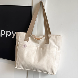 กระเป๋าผ้าแคนวาสทรงสี่เหลี่ยมแบบใหม่ สกรีนโลโก้ตามสั่ง พร้อมช่องใส่ของสำหรับผู้หญิง สะพายไหล่ - Product Image 2