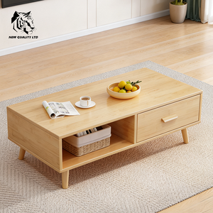 china supplier low cost customized <b>small</b> moq ready to ship tea table new design living room furniture wood 2 <b>drawer</b> coffee table - Product Image 2