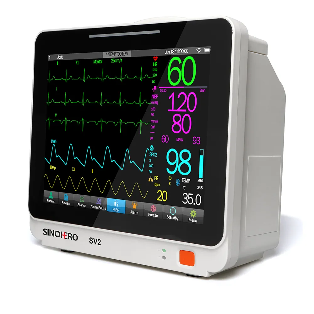 SINOHERO SV2 Monitor Dokter Hewan, Peralatan Medis Dokter Hewan Monitor Multi Parameter 12.1 "Monitor Dokter Hewan Portabel