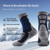 Chaussettes de ski en tricot pour homme, épaisses, avec fond en tissu éponge, anti-humidité, antidérapantes, rembourrées, pour la randonnée, le snowboard, les activités de plein air et la neige