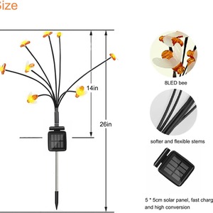 Luces Solares para Jardín con Forma de Abeja, 6-12 Horas de Duración, Lámpara LED Oscilante con Estaca, Decoración para Jardín y Césped - Product Image 3