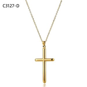 Amy Amy Cross Pendant Necklace Stainless Steel Rhodium Plated Classic Religious Jewelry for Women Everyday Wearing Gift - Product Image 2