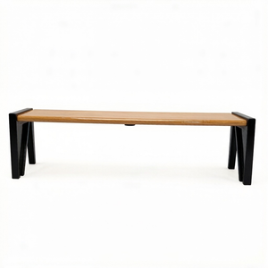Banc de jardin moderne à pieds en <span class=keywords><strong>V</strong></span>, structure métallique, lattes en bois, pour l'aménagement paysager commercial et le développement <span class=keywords><strong>immobilier</strong></span> - Product Image 5