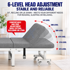 Cama plegable individual para hogar y oficina, siesta, camping y hospital, con respaldo ajustable - Product Image 2