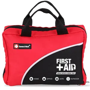 Kit de primeros auxilios para viaje al aire libre, botiquín de primeros auxilios rojo premium, 160 piezas