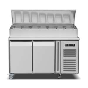 Réfrigérateur de comptoir sur mesure en acier inoxydable 304 201, table de préparation de salades et pizzas à 2 portes pour voiture de restauration - Product Image 3