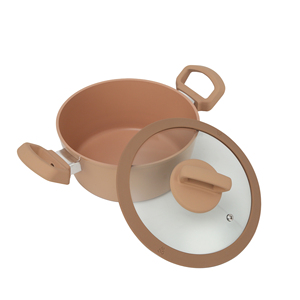 Juego de 7 Piezas de Ollas y <span class=keywords><strong>Sartenes</strong></span> de Aluminio Forjado con Revestimiento Cerámico Color Caramelo Beige, Antiadherentes, Libres de PFOA, Venta al Por Mayor - Product Image 3