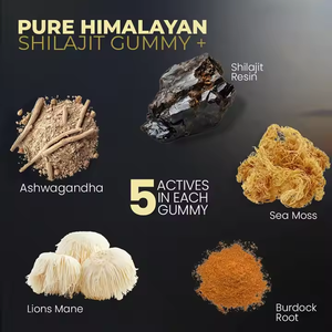 1400 MG su misura Shilajit Gummies bio Himalayan Shilajit Ashwagandha radice di Burdock 85 + tracce di minerali dosaggio di caramelle gommose - Product Image 3