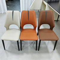 Chaise de salle à manger moderne en cuir à motif griffe de chat, dossier ajouré, pieds en acier carbone, chaise d'appoint pour salle à manger, cuisine, café, maison