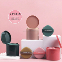 Pabrik MOQ rendah kustom Logo spons rias Puff Oval segitiga bantal udara pengaturan kosmetik Puff bubuk 7PCS botol untuk penggunaan rambut