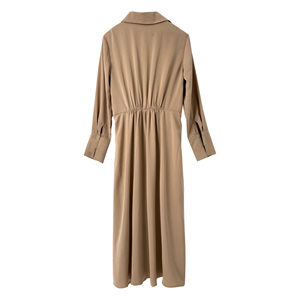 Vestido largo coreano <span class=keywords><strong>de</strong></span> oficina Bazin Rich sólido Formal para <span class=keywords><strong>mujer</strong></span> <span class=keywords><strong>de</strong></span> talla grande elegante para <span class=keywords><strong>mujer</strong></span> caqui <span class=keywords><strong>cortavientos</strong></span> Maxi Casual Vintage vestido - Product Image 2