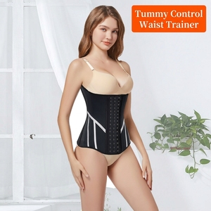 Ceinture amincissante pour femme en <span class=keywords><strong>latex</strong></span> lisse avec 9 baleines en acier, 4 rangées de crochets, gaine sculptante pour le contrôle du ventre, idéale pour le sport et l'entraînement - Product Image 4