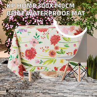 Nappe Rectangulaire en PVC Imperméable Haushead HOME 300x140cm, Motif Floral Pastel Imprimé, Style Champêtre, Facile à Nettoyer