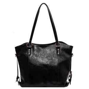 Bolso Tote de Hombro para Mujer, de Gran Capacidad, con Cierre de Dos Cremalleras, Diseño de Caramelo, de Cuero Vegano Encerado, Económico - Product Image 1
