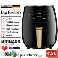 Friteuse à air électrique sans huile, écran tactile numérique, 4,5 L, 6 L, argent, portable, Silver Crest, en stock, pas cher