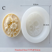 4 styles de moules à savon ovales en silicone - Moule à savon ovale en forme de fleur - Moule à savon en forme de fleur sauvage - Moule à savon en forme de fleur en relief - Moule à savon DIY pour aromathérapie