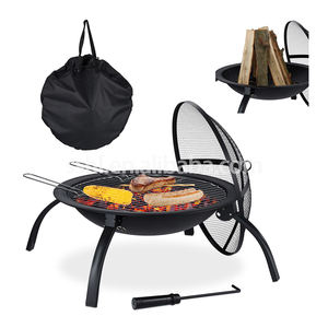 Açık metal portatif katlanabilir kamp barbekü ateş çukuru kapaklı ve ızgara - Product Image 2