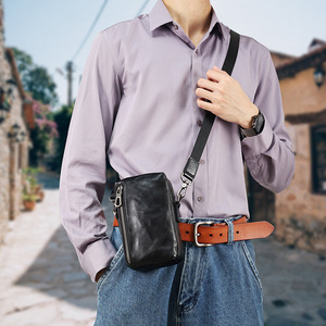 Dujiang Men's Waist <b>Bag</b> Genuine Leather Large Capacity Crossbody <b>Bag</b> For Everyday Use - Product Image 2