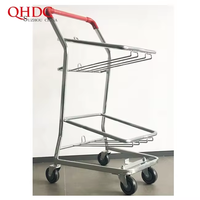 Chariot de courses à deux niveaux en fil de zinc pour supermarché