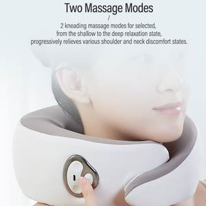 Almohada de masaje de cuello en forma de U de tejido profundo eléctrica activada por presión de espuma viscoelástica portátil Pangao con calor - Product Image 6