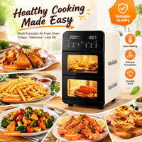 Friteuse à air carrée de 20 litres avec double panier, compatible VR, en acier inoxydable, commande tactile, multifonctionnelle