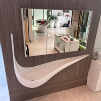 Salle de bain incurvée évier placard photos Design italien hôtel vanité maison salle de bain meubles lavabo