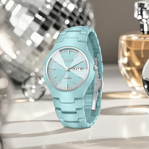 <span class=keywords><strong>Reloj</strong></span> <span class=keywords><strong>de</strong></span> Cerámica Cian LIGE LG89267 para Mujer, <span class=keywords><strong>Reloj</strong></span> <span class=keywords><strong>de</strong></span> Pulsera con Cristales <span class=keywords><strong>de</strong></span> Estrás, Analógico <span class=keywords><strong>de</strong></span> Cuarzo, Resistente al Agua, Elegante, OEM - Product Image 3