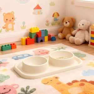 Hot-selling Practical Non-slip Leak Proof Waterproof Silicone Double <b>Bowl</b> Feeder for <b>Dogs</b> with Slow Eating Design - Product Image 3